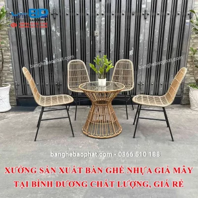 Xưởng sản xuất bàn ghế nhựa giả mây tại Bình Dương chất lượng, giá rẻ