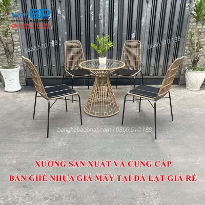 Xưởng sản xuất và cung cấp bàn ghế nhựa giả mây tại Đà Lạt giá rẻ