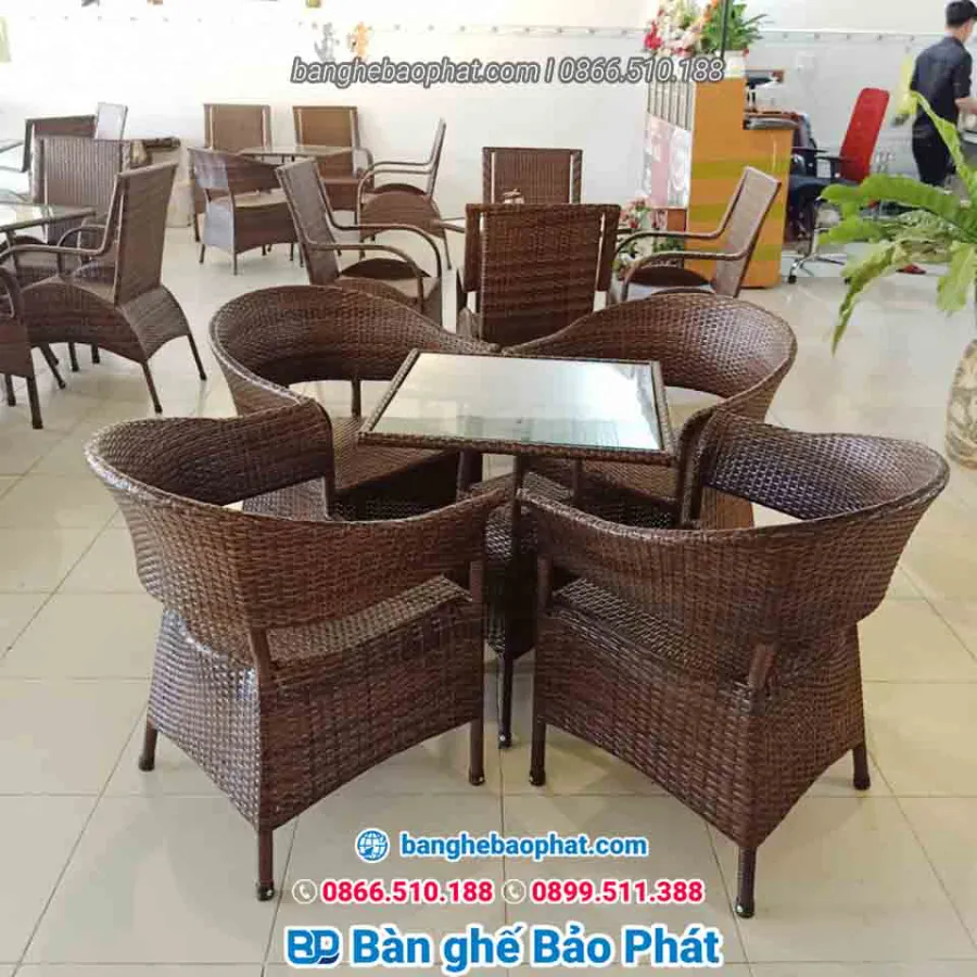 Bàn ghế nhựa giả mây tại Kiên Giang cho quán cafe BGNGMBP012