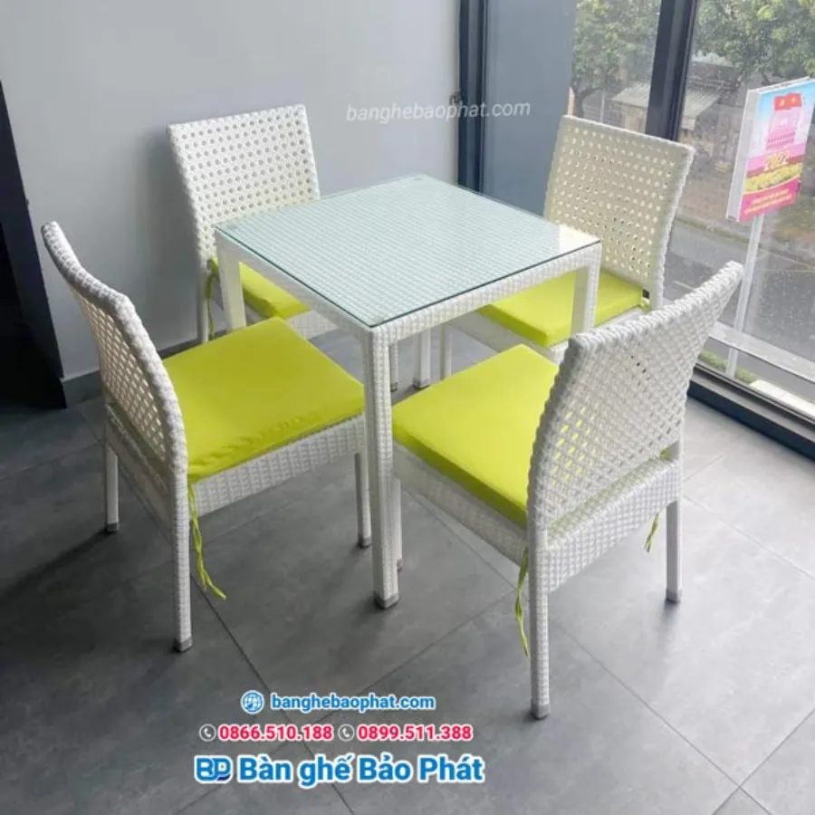 Bàn ghế nhựa giả mây tại Kiên Giang cho quán cafe BGNGMBP027