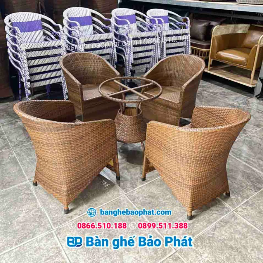 Bàn ghế nhựa giả mây tại Lâm Đồng GNGMBP011