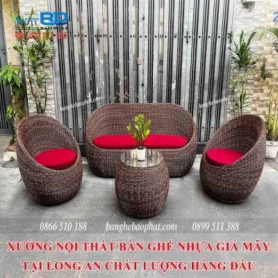 Xưởng nội thất bàn ghế nhựa giả mây tại Long An chất lượng hàng đầu