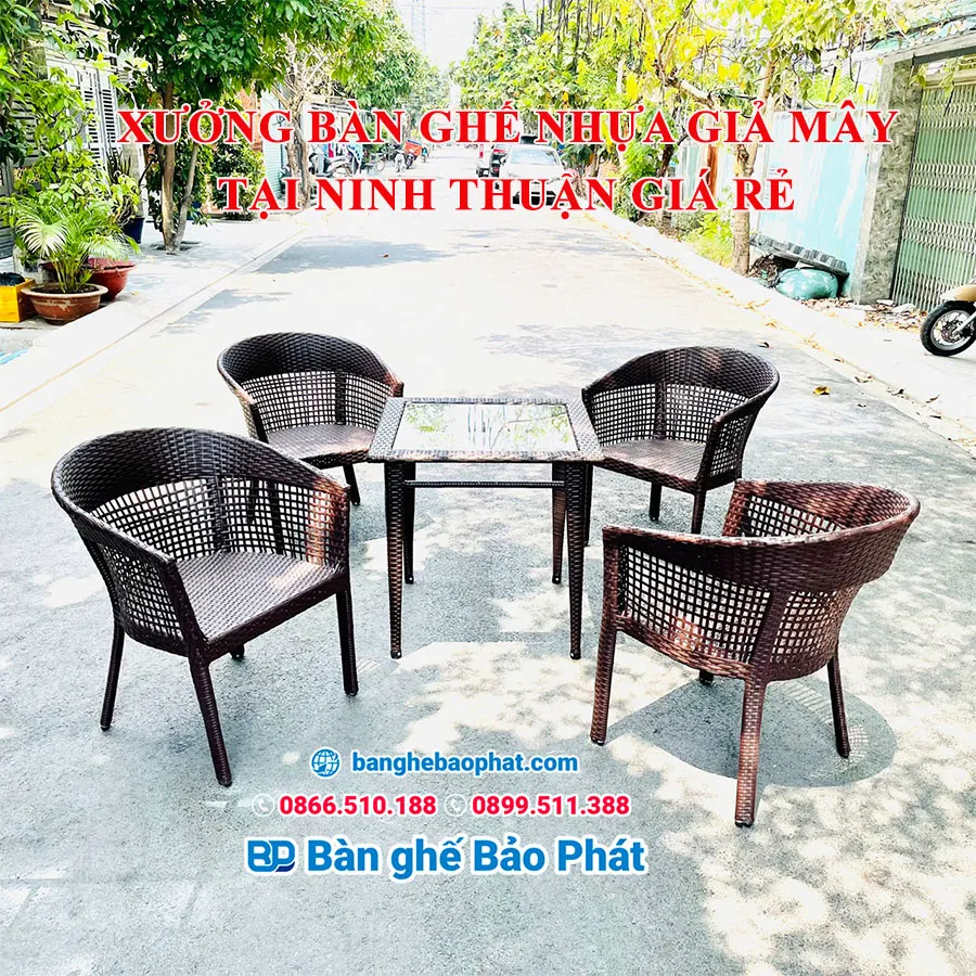 Xưởng bàn ghế nhựa giả mây tại Ninh Thuận giá rẻ