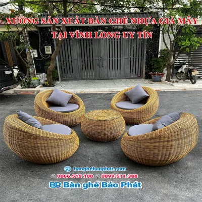 Xưởng sản xuất bàn ghế nhựa giả mây tại Vĩnh Long uy tín