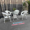 Bộ bàn ghế nhựa giả mây trắng đan mắt cáo BGNGMBP044 4 Bộ bàn ghế nhựa giả mây trắng đan mắt cáo BGNGMBP04