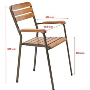 Bàn ghế cafe sắt gỗ ghế moon 03 8 Kích thước ghế moon 03