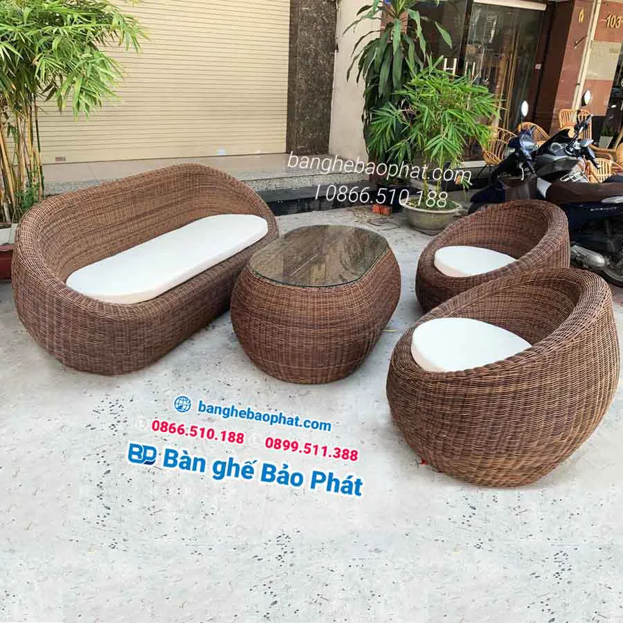 Sofa mây nhựa đẹp cho không gian phòng khách