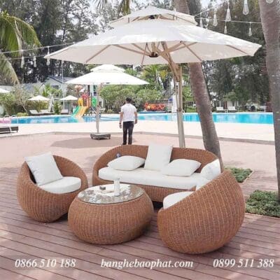 Sofa nhựa giả mây ngoài trời SFNGMBP002
