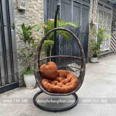 Xích đu ban công nhựa giả mây XĐBP010 có nệm ngồi êm ái