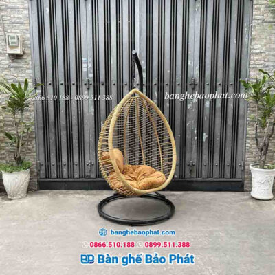 Xích đu bằng nhựa giả mây XĐBP011 hiện đại, sang trọng