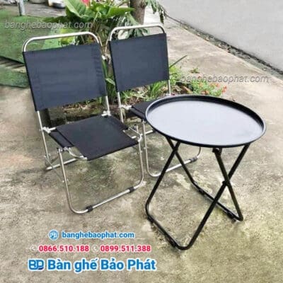 Bàn ghế cafe xếp gọn giá rẻ bàn tròn