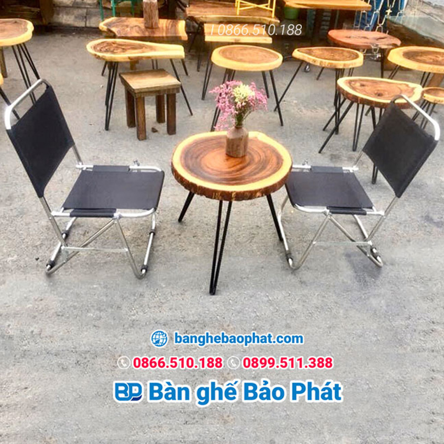 Bàn ghế cafe xếp inox lưới BP007 có khả năng chống thấm nước, chịu nhiệt tốt