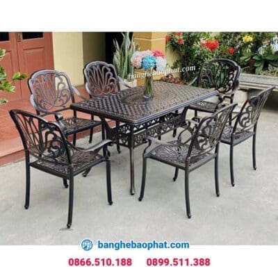 bàn ghế nhôm đúc BGNDBP006A bàn dài