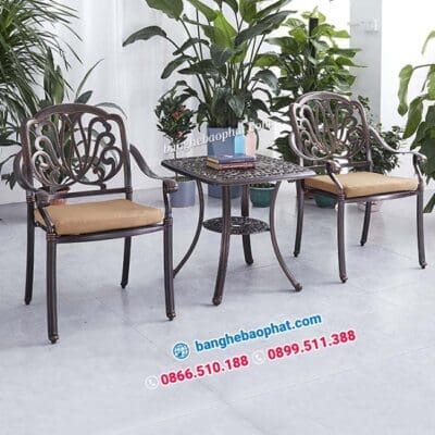 bàn ghế nhôm đúc BGNDBP006A sân vườn