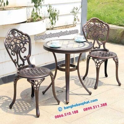 Bàn ghế nhôm đúc ngoài trời BGNDBP010