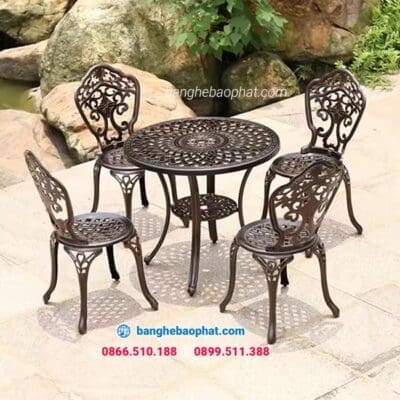 Bàn ghế nhôm đúc ngoài trời BGNDBP010