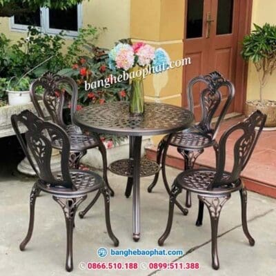 Bàn ghế nhôm đúc ngoài trời BGNDBP012A