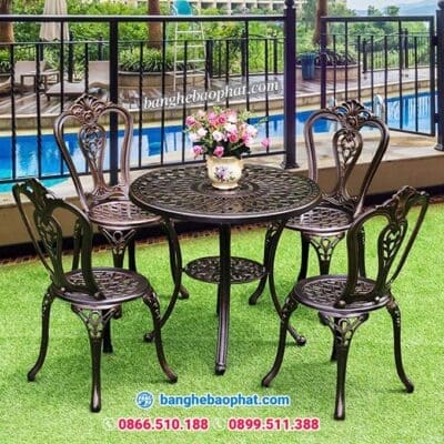 Bàn ghế nhôm đúc ngoài trời BGNDBP012A