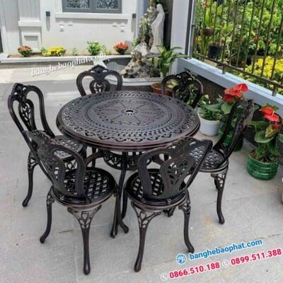 Bàn ghế nhôm đúc ngoài trời BGNDBP012A