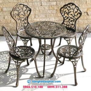 Bàn ghế nhôm đúc ngoài trời BGNDBP012B 10 Bàn ghế nhôm đúc ngoài trời BGNDBP012B bộ 4 ghế