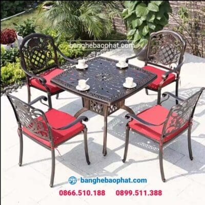 Bàn ghế nhôm đúc ngoài trời sân vườn bgndbp008