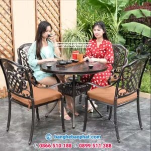 Bàn ghế nhôm đúc ngoài trời sân vườn BGNDBP008