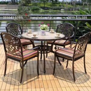 Bàn ghế nhôm đúc ngoài trời sân vườn BGNDBP008