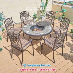 Bàn ghế nhôm đúc ngoài trời sân vườn BGNDBP009 9 Bàn ghế nhôm đúc ngoài trời sân vườn BGNDBP009