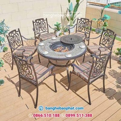 Bàn ghế nhôm đúc ngoài trời sân vườn BGNDBP009