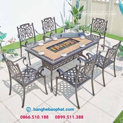Bàn ghế nhôm đúc ngoài trời sân vườn BGNDBP009