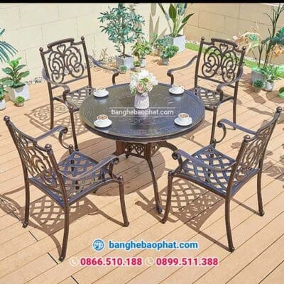 Bàn ghế nhôm đúc ngoài trời sân vườn BGNDBP009