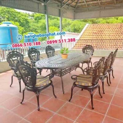 Bàn ghế nhôm đúc sân vườn BGNDBP014 - Ảnh 3