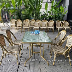 Bàn ghế nhựa giả mây cao cấp khung nhôm BGNGMBP-SV005B