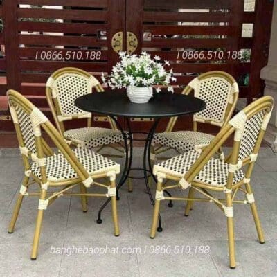Bàn Ghế Nhựa Giả Mây Cao Cấp Khung Nhôm BGNGMBP-SV005B