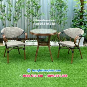 Bàn ghế nhựa giả mây ngoài trời sân vườn BGNGMBP-SV004B 10 bàn ghế nhựa giả mây ngoài trời sân vườn BGNGMBP-SV004B