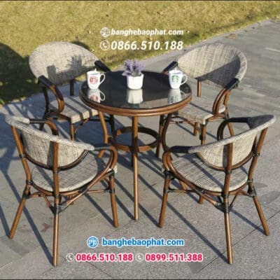 bàn ghế nhựa giả mây ngoài trời sân vườn BGNGMBP-SV004B