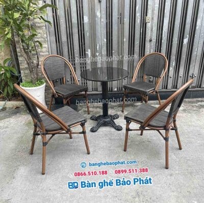 Bàn ghế nhựa giả mây ngoài trời sân vườn BGNGMBP-SV005