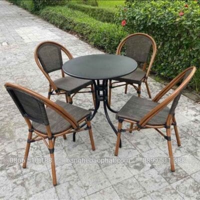 Bàn ghế nhựa giả mây ngoài trời sân vườn BGNGMBP-SV005