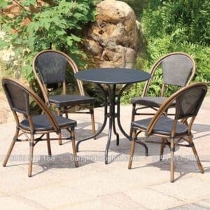 Bàn ghế nhựa giả mây ngoài trời sân vườn BGNGMBP-SV005 10 ban ghe nhua gia may ngoai troi san vuon BGNGMBP SV005 4