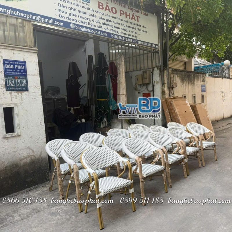 Bàn ghế nhựa giả mây ngoài trời sân vườn BGNGMBP-SV001 tại xưởng bàn ghế Bảo Phát