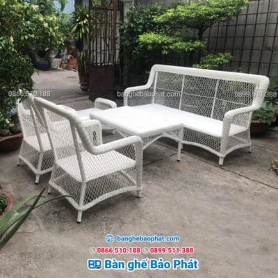 Bàn ghế nhựa giả mây phòng khách BGNGMPKBP009