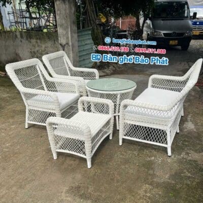 Bàn ghế nhựa giả mây phòng khách BGNGMPKBP009