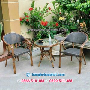 Bàn Ghế Nhựa Giả Mây Ngoài Trời Sân Vườn BGNGMBP-SV003