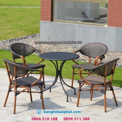 Bàn Ghế Nhựa Giả Mây Ngoài Trời Sân Vườn BGNGMBP-SV003