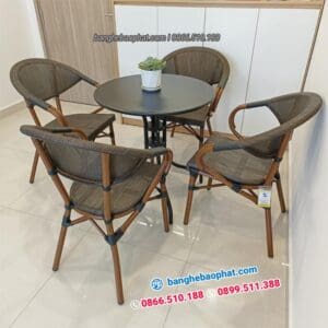 Bàn Ghế Nhựa Giả Mây Ngoài Trời Sân Vườn BGNGMBP-SV003