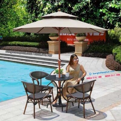 Bàn Ghế Nhựa Giả Mây Ngoài Trời Sân Vườn BGNGMBP-SV003