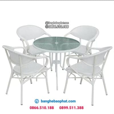 Bàn Ghế Nhựa Giả Mây Ngoài Trời Sân Vườn BGNGMBP-SV004