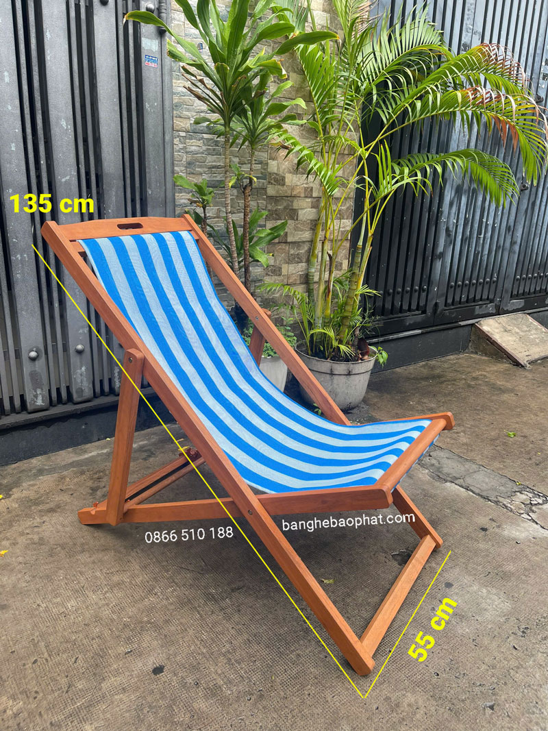 Ghế xếp bãi biển gỗ lưới textilene 14 Kích thước ghế xếp bãi biển