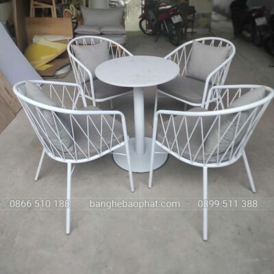 Bàn ghế cafe sắt nệm BGSBP037