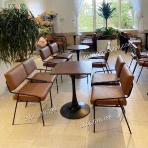 Bàn ghế cafe sắt nệm BGSBP043